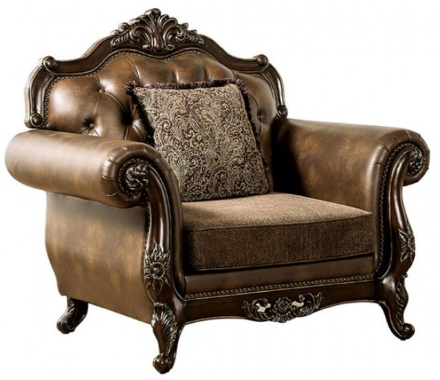 Furniture of America® Ensenada Brown/Dark Cherry Chair-0