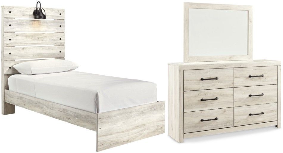 Signature Design by Ashley® Cambeck 3-Piece Whitewash White Twin Panel Bed Set