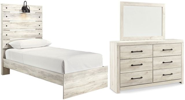 Signature Design by Ashley® Cambeck 3-Piece Whitewash White Twin Panel Bed Set-0