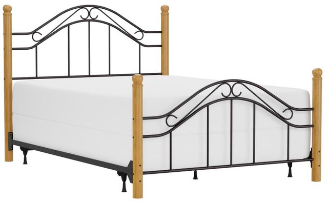 HH2 Home Winsloh Black/Oak Queen Metal Rod Bed | Colder's | Milwaukee Area