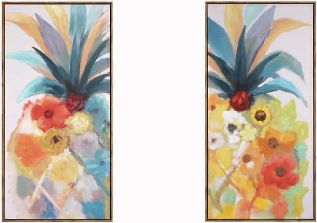 Classy Living Tropical Pineapple Blossom Duo Wall Art Set-0