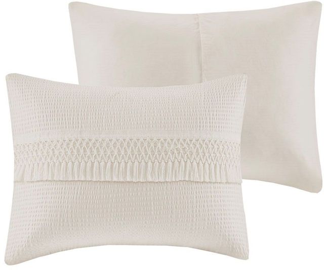 Olliix by Madison Park 3 Piece Ivory King/California King Amaya Cotton Seersucker Duvet Cover Set-1