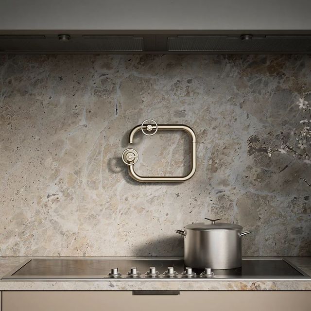 KOHLER® Billet® Vibrant Brushed Bronze Wall-Mount Pot Filler with Round Handle-4