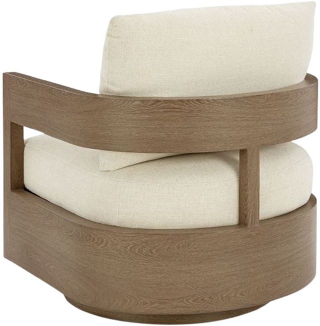 Signature Design by Ashley® Serene Bay Dark Brown/White Aluminum/Fabric Outdoor Swivel Glider-3
