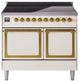 Ilve® Nostalgie II Noblesse 40'' Antique White Pro Style Induction Range with Brass Trim-0