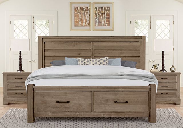 Artisan & Post by Vaughan-Bassett Cool Rustic Stone Gray California King Storage Plank Bed-2