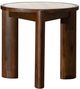 LH Home Remix Round Brown Wooden Side Table with Travertine Top-0