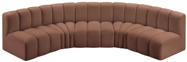 Meridian Furniture Arc 5-Piece Cognac Leather Sectional-0