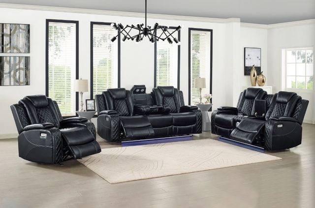 New Classic® Home Furnishings Orion II Black Power Reclining Loveseat-1