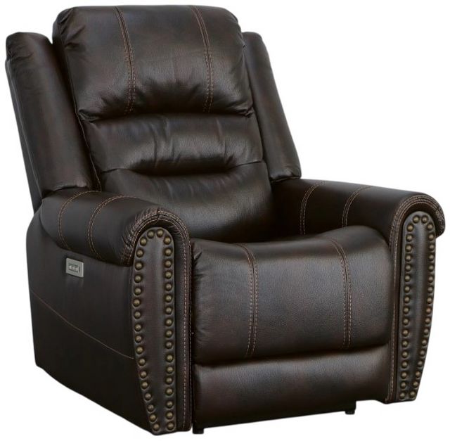 Flexsteel® Oscar Brown Power Recliner with Power Headrest-0