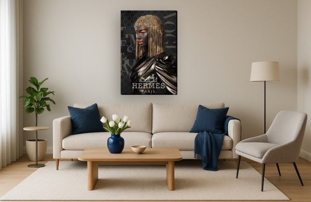 Classy Living Dramatic Name Brand Gold Chains Wall Art-1
