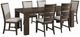 Elements International Grady 7-Piece Dark Walnut/Taupe Slat Back Dining Set-0