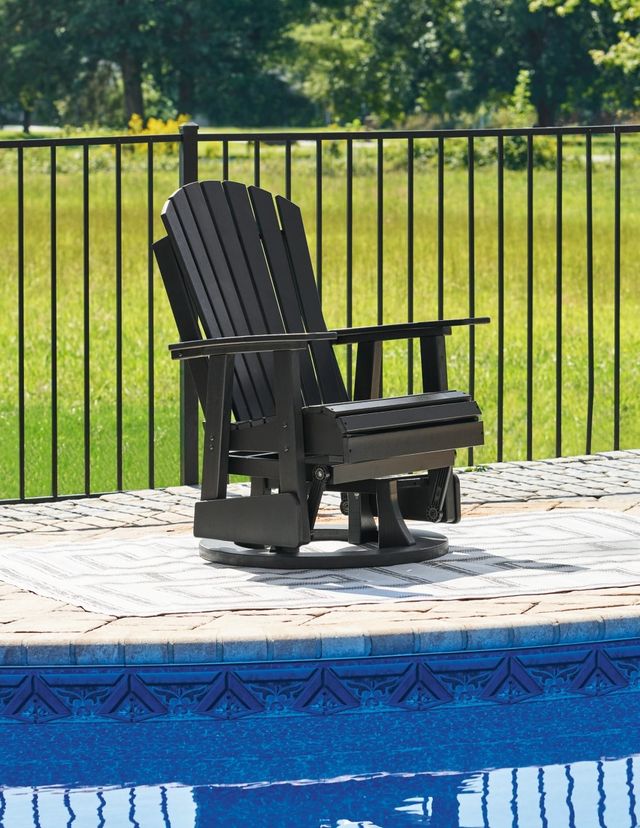 Signature Design by Ashley® Hyland Wave Black Outdoor Polyethylene/Stainless Steel Swivel Glider Chair-4