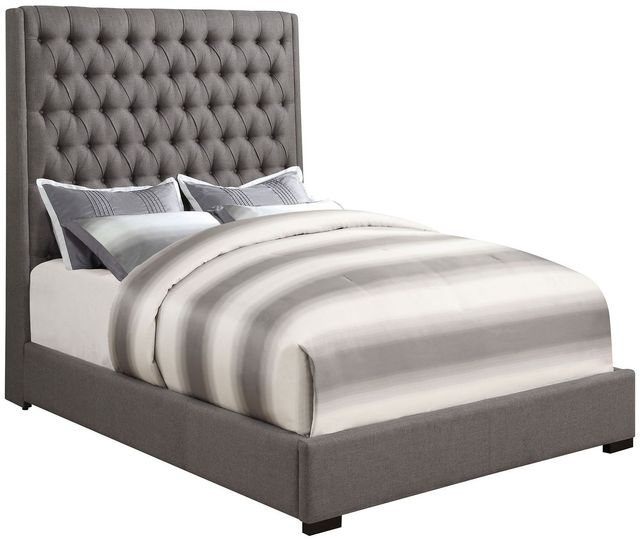 Coaster® Camille Grey Queen Button Tufted Bed-0