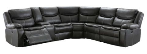 Milton Greens Stars 6-Piece Gray Faux Leather Modular Power Recliner Sectional -0