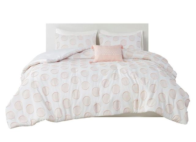 Olliix by Intelligent Design Jennifer Blush Full/Queen Clipped Jacquard Comforter Set-0