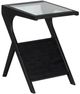 Porter International Designs Canberra Glass Top Recliner Table with Black Base-0