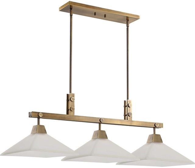 Uttermost® Brookdale Aged Brass Industrial 3-Light Linear Chandelier-2