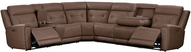 Liberty Furniture Beckham 7-Piece Aline Saddle Leather Leather Power Reclining Curved Sectional-1