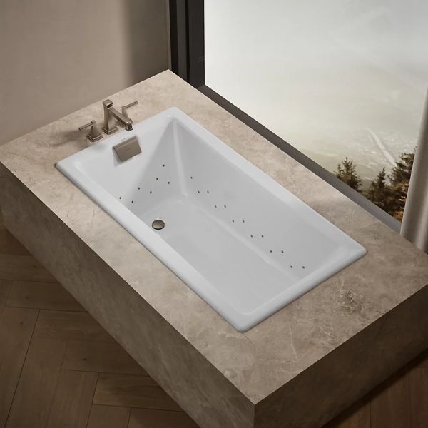 KOHLER® Tea-For-Two® White 60" x 32" Heated BubbleMassage™ Air Bath-2
