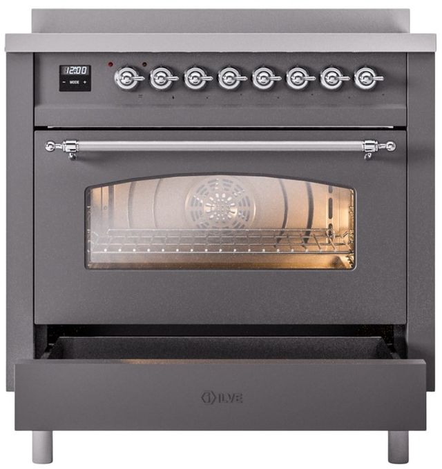 Ilve® Nostalgie II Series 36" Matte Graphite Pro Style Induction Range-2