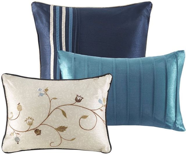 Olliix by Madison Park Serene 7 Piece Navy Queen Embroidered Comforter Set-4
