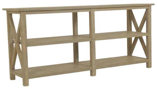 Sunset West Coastal Warm Gray Wooden Outdoor Accent Table-0