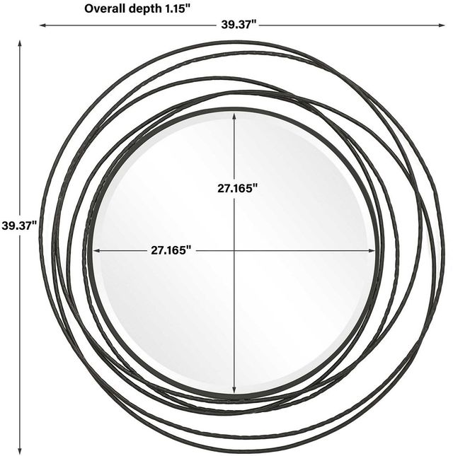 Uttermost® Whirlwind Satin Black Round Mirror-3