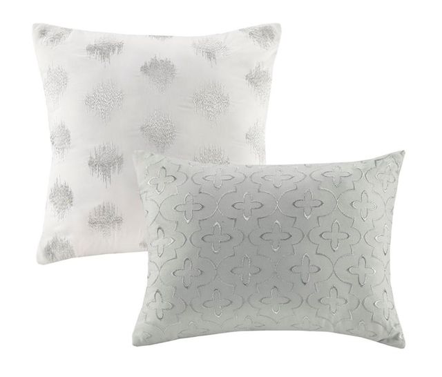 Olliix by Intelligent Design Rebecca Grey and Silver Twin/Twin XL Metallic Printed Comforter Set-2