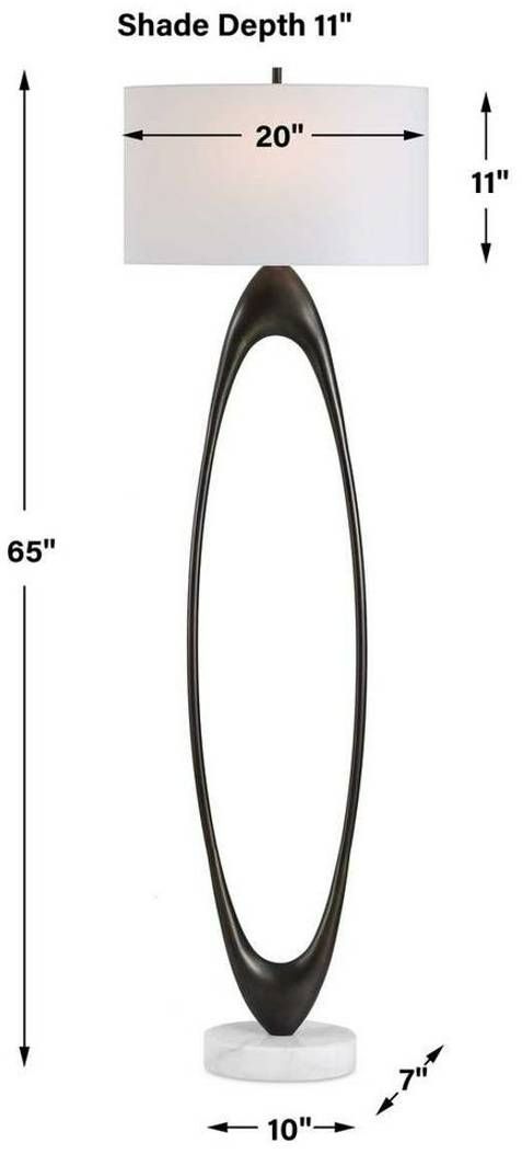Uttermost® Sonic Dark Bronze Floor Lamp with White Marble Foot-2