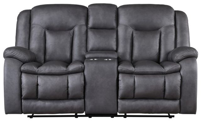 New Classic® Home Furnishings Morello Gray Dual Manual Reclining Loveseat-2