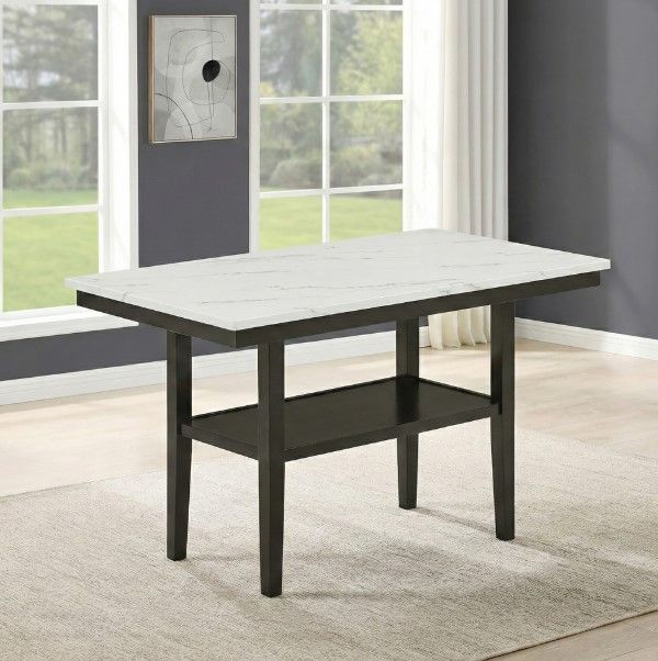New Classic® Home Furnishings Carissa Faux Marble Top Counter Table with Espresso Base-1