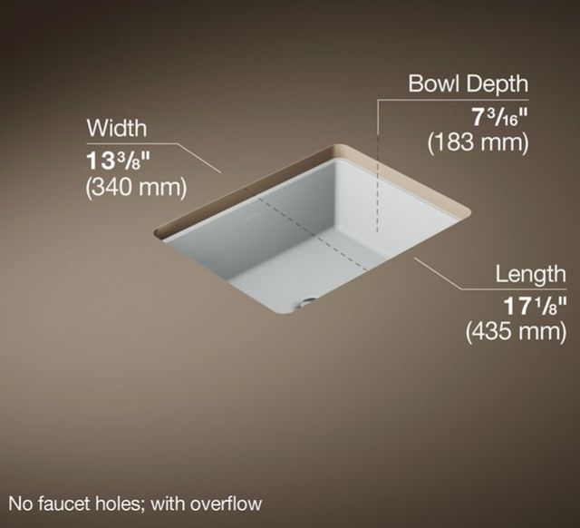 Kohler Verticyl® Ice Grey 17" Rectangular Undermount Bathroom Sink-3