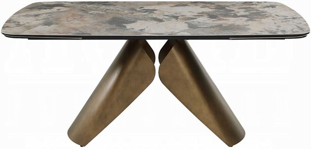 ACME Furniture Malika Ceramic Top Dining Table with Copper Cross Brushed Base-4