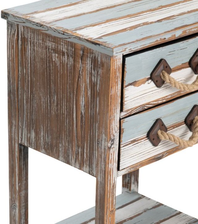 Crestview Collection Nantucket Blue Rectangular Accent Table with Brown Frame-4