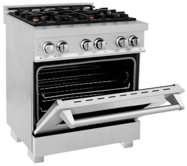 ZLINE Legacy 30" Satin Stainless Steel Pro Style Dual Fuel Range with Gas Cooktop, Electric Convection Oven and 4 Brass Burners-3