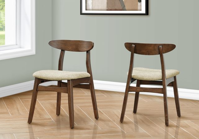 Monarch Specialties Inc. 2-Piece Sand 30" Dining Chair Set with Brown Walnut Legs and Back-1