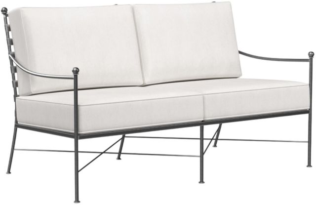Sunset West Provence Canvas White/Century Pewter Iron Outdoor Loveseat-0