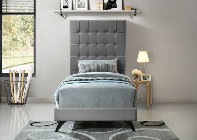 Meridian Furniture Elly Grey Velvet Twin Bed-2
