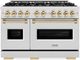 ZLINE Classic Autograph Edition 48" Satin Stainless Steel Pro Style Dual Fuel Range with Polished Gold Accents-0