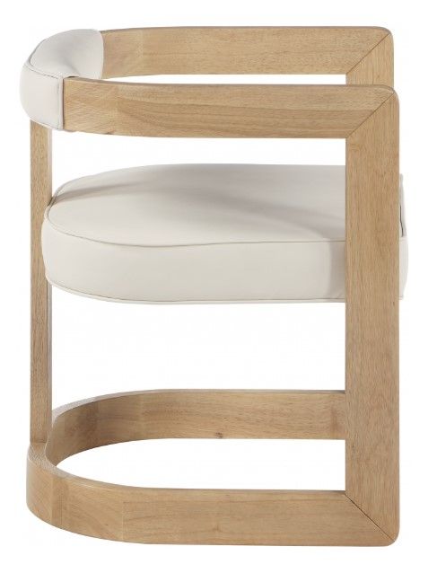Meridian Furniture Manchester Cream/Natural Vegan Leather Dining Arm Chair-3