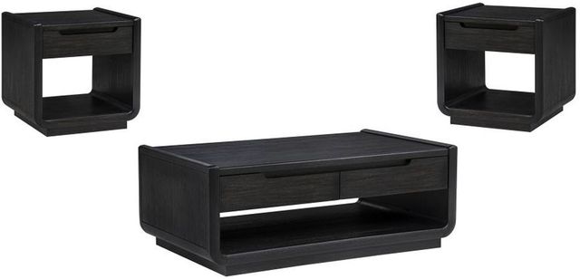 Coaster® Leandro 3-Piece Burnished Black Coffee and End Table Set-0