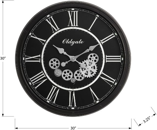 Monarch Specialties Inc. Black 30" Gear Mechanism Wall Clock-3