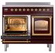 Ilve® Nostalgie II Noblesse 40'' Burgundy Pro Style Induction Range with Brass Trim-3
