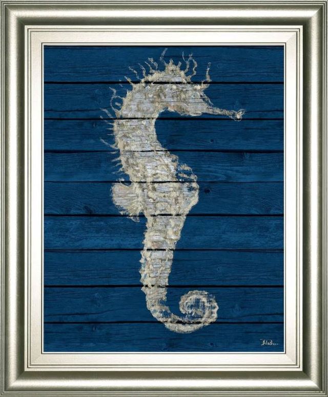 Classy Art Antique Seahorse on Blue I by Patricia Pinto Wall Art -0