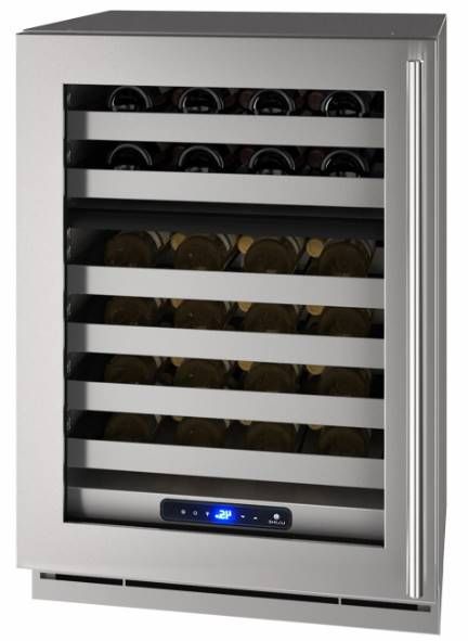 U-Line® 5-Class 24" 5.1 Cubic Feet Stainless Steel Dual Zone Wine Refrigerator-0