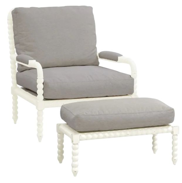 Bramble Customizable Cholet Arm Chair with Ottoman Set-0