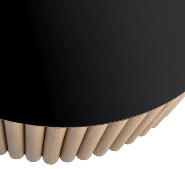 StyleCraft Black Glass Top Coffee Table with Natural Base-1