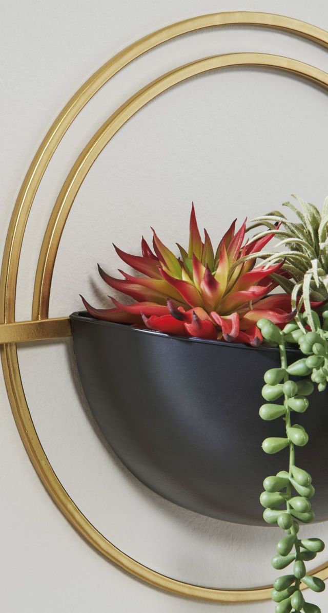 Signature Design by Ashley® Tobins 3-Piece Black/Gold Wall Planter Set-3