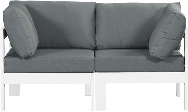 Meridian Furniture Nizuc 2-Piece Gray/White Aluminum/Fabric Outdoor Patio Modular Loveseat-1